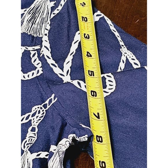 Chico's Button Down blouse size 12 nautical print quarter sleeve flip cuff - Picture 9 of 11